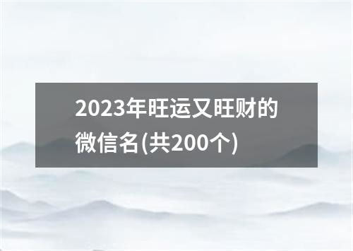 2025独一无二微信名(人财两旺的微信名) 2025独一无二微信名(人财两旺的微信名)