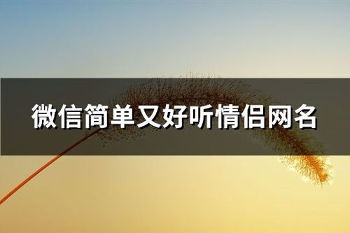 微信情侣网名（微信情侣网名大全）