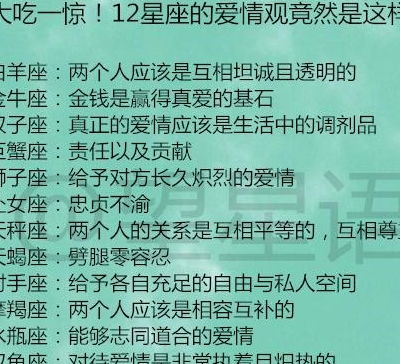 12星座的恋爱观(12星座恋爱特点) 12星座的恋爱观(12星座恋爱特点)