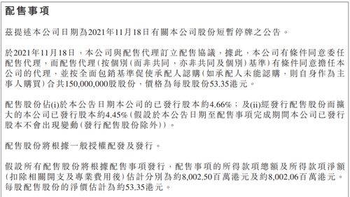 嘉进投资国际根据配售协议发行5亿股配售股份 嘉进投资国际根据配售协议发行5亿股配售股份