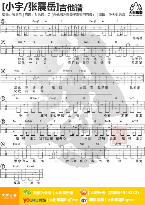 小宇吉他谱（小宇吉他谱蓝心羽版）