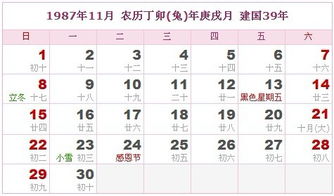 1987年农历阳历表查询全年:1987年农历阳历对照表查询指南,全年节日与节气全解析