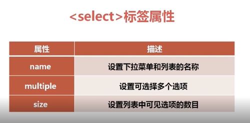 select标签有哪些属性:HTML select标签,全面解析其强大属性 select标签有哪些属性:HTML select标签,全面解析其强大属性