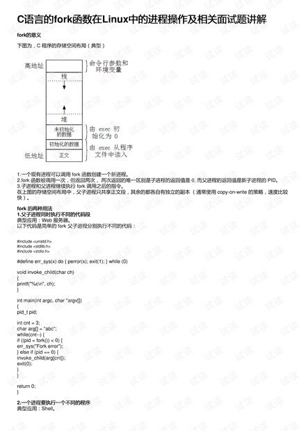 fork函数c语言:深入理解C语言中的fork函数,进程创建与应用